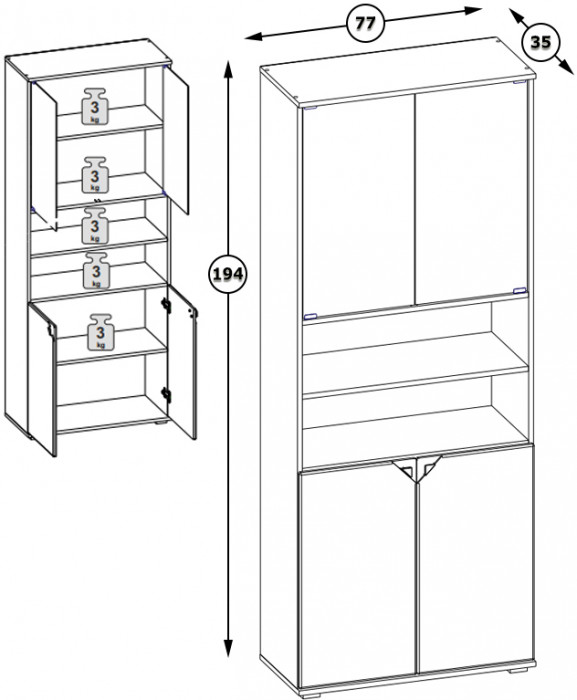 КР100 Бостон 13.156 Шкаф, цвет дуб эндгрейн элегантный/фасады МДФ милк рикамо софт, ШхГхВ 76,8х35,1х194,4 см.