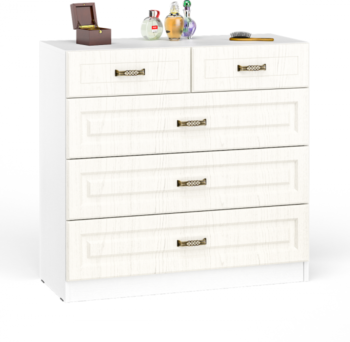 Ливерпуль Спальня № 4 Кровать 11.08ОСН + Шкаф 13.134 + карниз + Комод 10.103, цвет ясень ваниль/белый, сп. м. 1600х2000 мм., б/м, ортопед есть