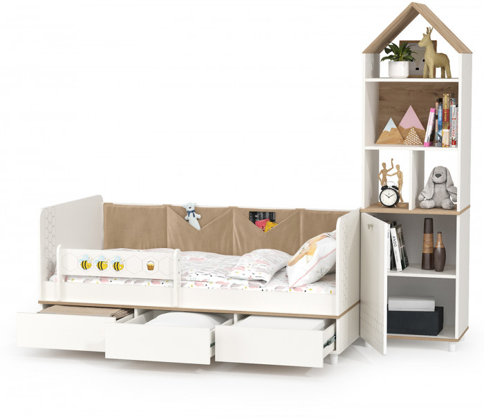 Эйп 11.40 Кровать + 13.14 Стеллаж, белый/дуб белый