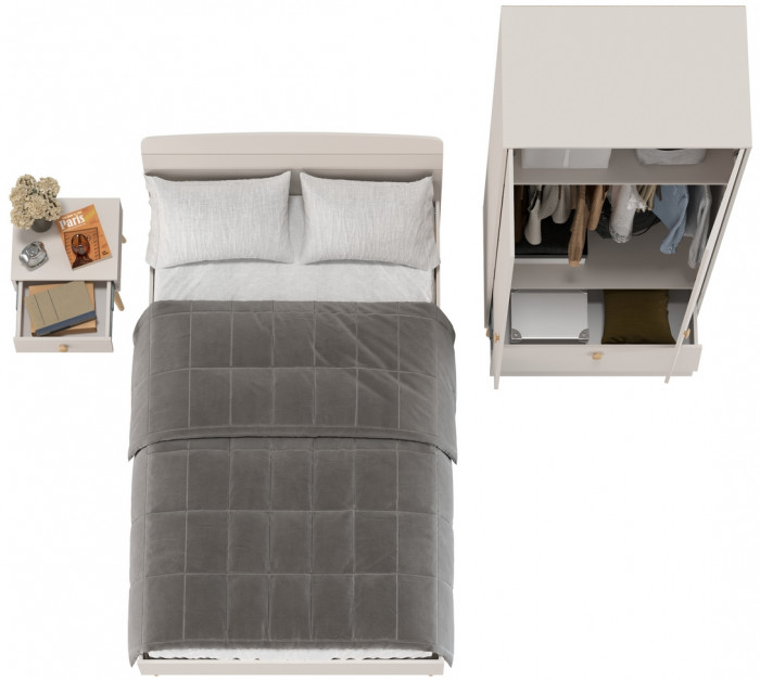 Афина Спальня Кровать 1200 + Шкаф 2-х дверный + Тумба, кашемир серый