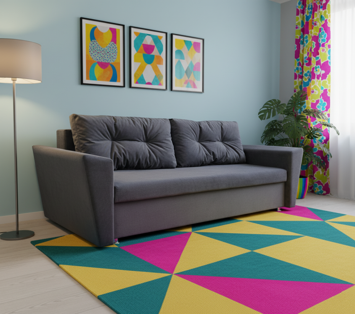 Диван-еврокнижка Амстердам L, 145х190, велюр серый