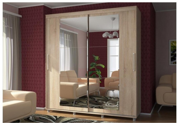 Шкаф-купе Комфорт 12 Прайм с прямыми зеркалами 200 (Сонома)