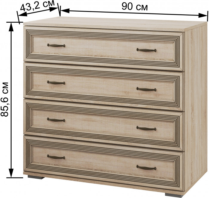Модульная спальня Ливорно, набор 4, Дуб сонома