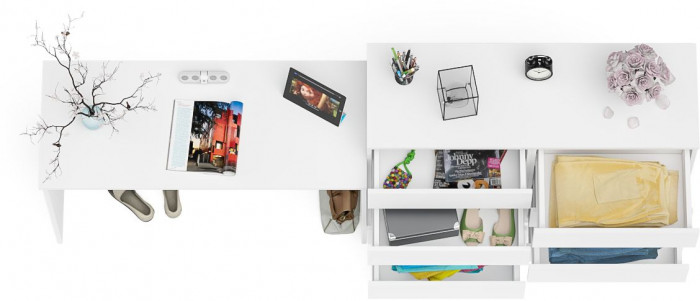 Мори письменный стол МСП1200.1 + Комод МК1200.8, белый