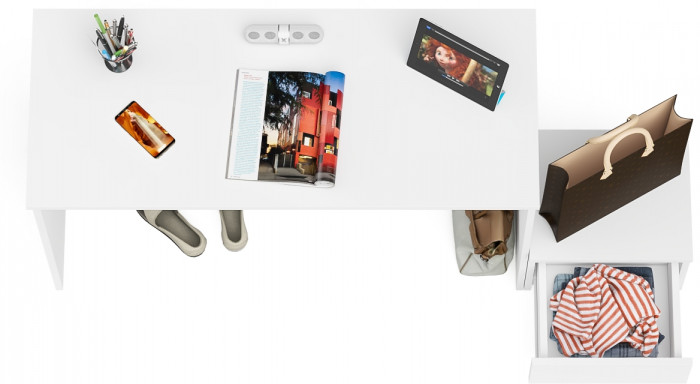 Мори письменный стол МСП1200.1 + Тумба ТМП400.1, белый