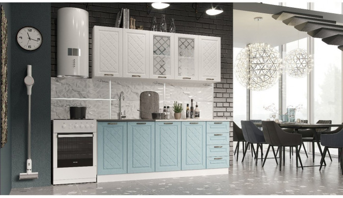 Кухня МДФ Агава 2000 (Акация белая, Белый)