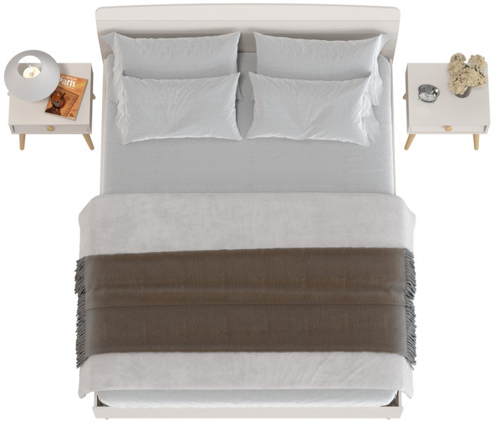 Афина Спальня Кровать 1600 + Две тумбы, цвет кашемир серый, ШхГхВ 164,6х210,2х95,6 + 2х45х37х45 см., сп.м. 1600х2000 мм., б/м, основание есть