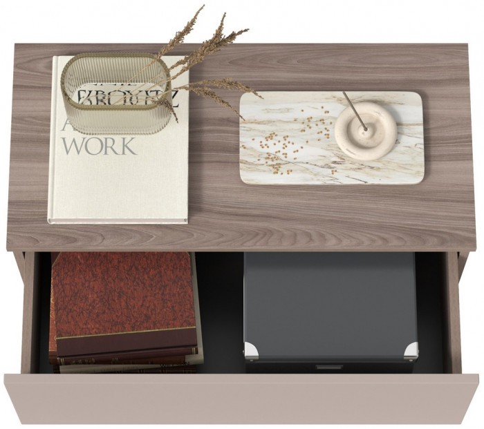 Роквуд Тумба под ТВ 16.54.01, цвет корпус ДСП эмили блаш/фасады МДФ крем, ШхГхВ 76,8х36,8х32 см.