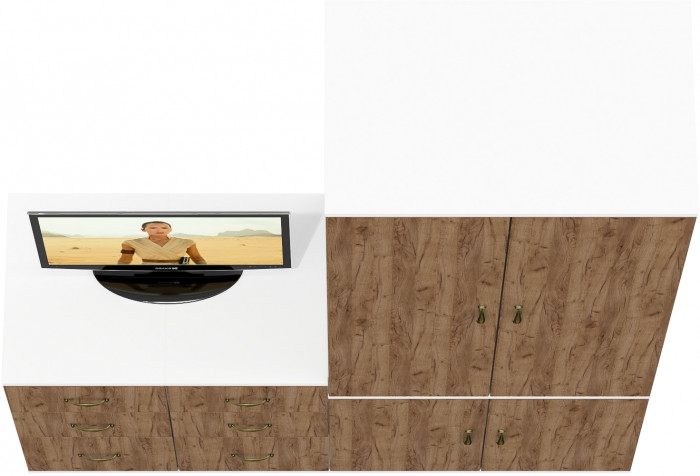 Лидер-8 Шкаф МД 19Б + Тумба МД 3.16 + Тумба МД 3.16, белый шагрень/крафт золото