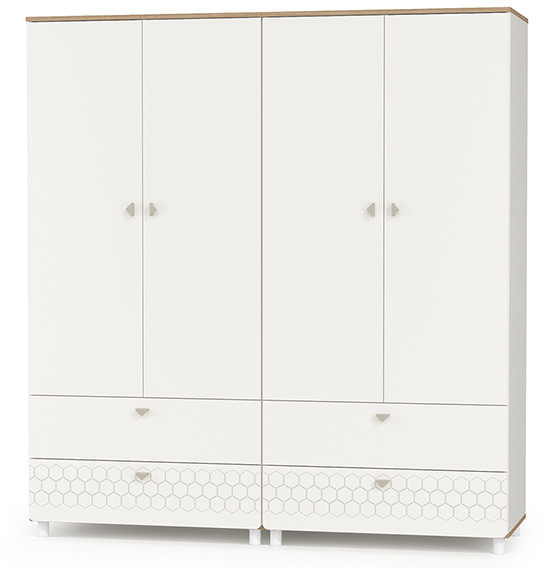 Эйп 13.334 Шкаф для одежды + 13.334 Шкаф для одежды, цвет белый/дуб белый, ШхГхВ 170х51,1х183,8 см., универсальная сборка