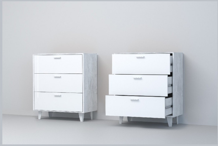 Эго Комод К-3 НГ (Глянец Белый/Дуб Крафт Золотой)