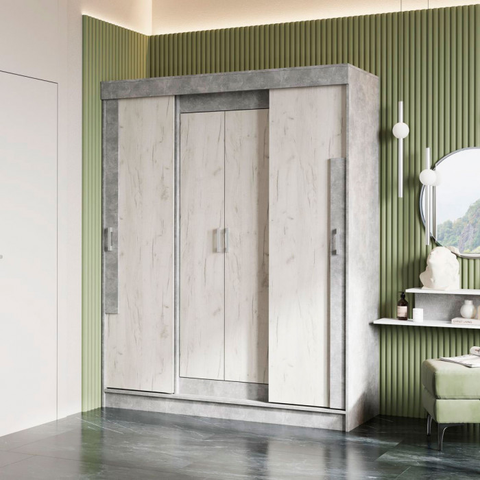 Гамма ШК-01 шкаф-купе (1,598х2,1х0,52) дуб крафт белый/ателье светлый