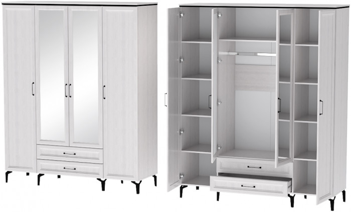 Шарм Шкаф Шк-4 Ясень Анкор Светлый/Рамка/Зеркало