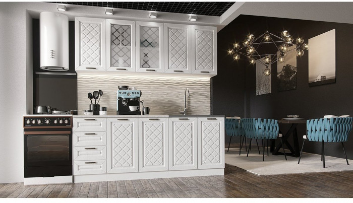 Кухня МДФ Агава 2000 (Акация белая / Моренга, Белый)