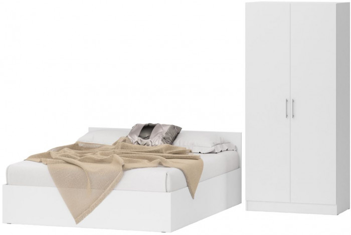 Кровать 1600 + Шкаф 2-х створчатый Стандарт, белый