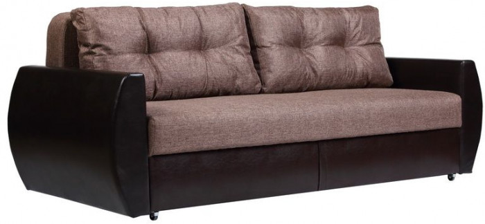 Диван-кровать Бостон 160х195, еврокнижка, рогожка/экокожа, коричневый