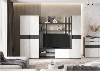 Модульная гостиная Роджина (Крафт белый, Графит)