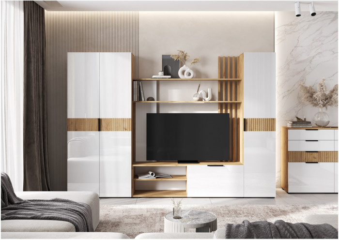 Модульная гостиная Роджина (Крафт белый, Графит)