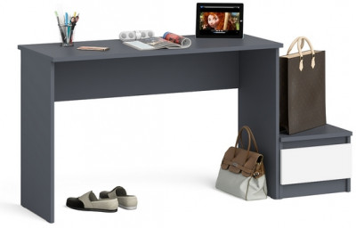 Мори письменный стол МСП1200.1 + Тумба ТМП400.1, графит/белый